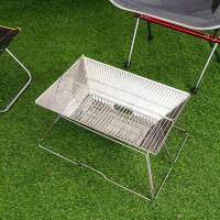 Estufa al aire libre brasero de acero inoxidable para acampar, calentador de leña, portátil, plegable, para caminata, barbacoa, soporte para parrilla - details 2