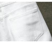 Pantalones Cortos de Denim Blanco para Hombres 2024 Moda Casual con Diseño Rasgado de Rodilla - details 7