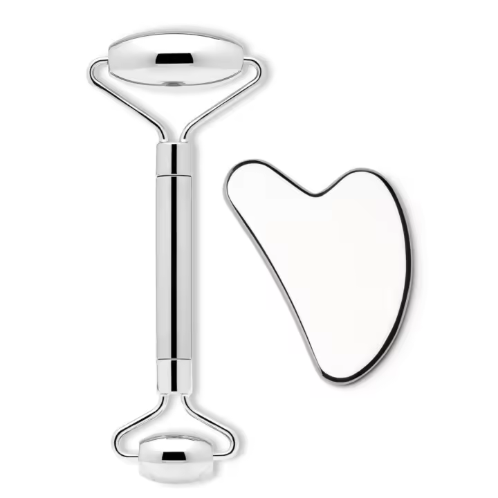Gua Sha-Rodillo Facial de acero inoxidable, herramientas de masaje Facial de Metal para reducir la hinchazón - 1
