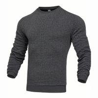 Abrigo de hombre moda pequeño cheque Waffle juvenil cuello redondo jacquard cheque sudadera con capucha - details 19