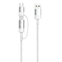 Cable de datos Woox 2 en 1 480MPS USB a Micro+Tipo-C A/C compatible con carga QC 30W 1m Blanco y Negro MX0001 Cable USB C - details 0