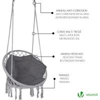 Silla Colgante Exterior con Flecos, Hamaca con Conjines y Kit de Suspensión, Ø80cm Silla Columpio para Interior y Exterior, Beiges - details 34