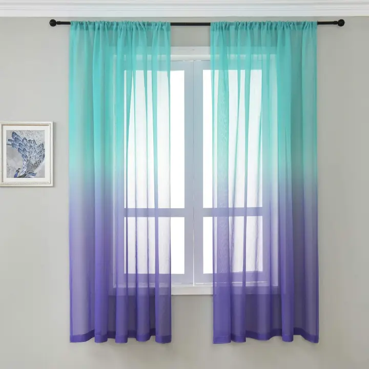 Cortinas de poliéster translúcidas frescas para sala de estar, dormitorio, comedor - 1