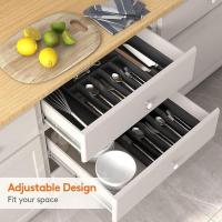 Bandeja expandible para utensilios de cocina, soporte para cubiertos y cubiertos sin BPA, almacenamiento de plástico ,negro - details 4