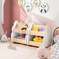 Infantil de Madera con Ruedas, Librería para Niños de 2 Niveles, para Juguetes, Organizador Multifuncional de Libros para Salón, Dormitorio de los Niños (Blanco) - details 1
