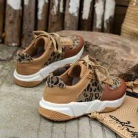 Primavera otoño nuevo patrón de leopardo grande individual para mujer zapatos deportivos y casuales con cordones de fondo plano - details 3