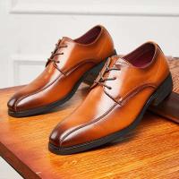 Nuevos zapatos de cuero de moda para hombres y zapatos formales casuales sólidos de goma Oxford - details 0