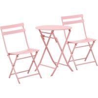 Juego de Muebles de Jardín Plegable Mesa Redonda, 2 Sillas y Resaldo de Acero - details 9