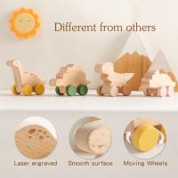 Juguete educativo Montessori para bebé, juguete de madera de haya, bloque de dinosaurio de dibujos animados, coche, juego de - details 3