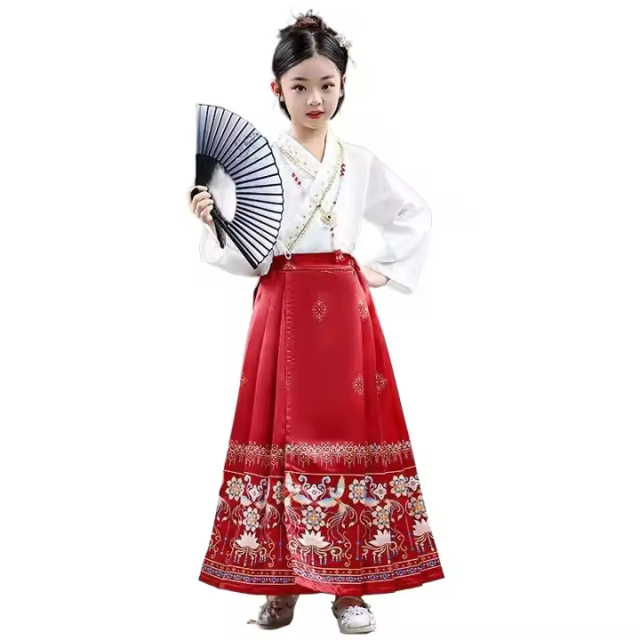 Nueva falda, conjunto de falda con cara de caballo para niños Hanfu mejorado estilo Ming chino Tang para niñas de las cuatro estaciones - 1