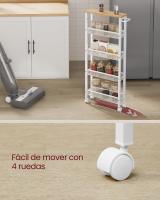 Carro de 4 Niveles, Carro Estrecho de Cocina con Ruedas, con Asa, para Espacio Reducido, 22 x 45,4 x 77 cm, para Cocina, Baño, Salón, Estudio, Marrón Rústico y Negro LRC033B01 - details 46