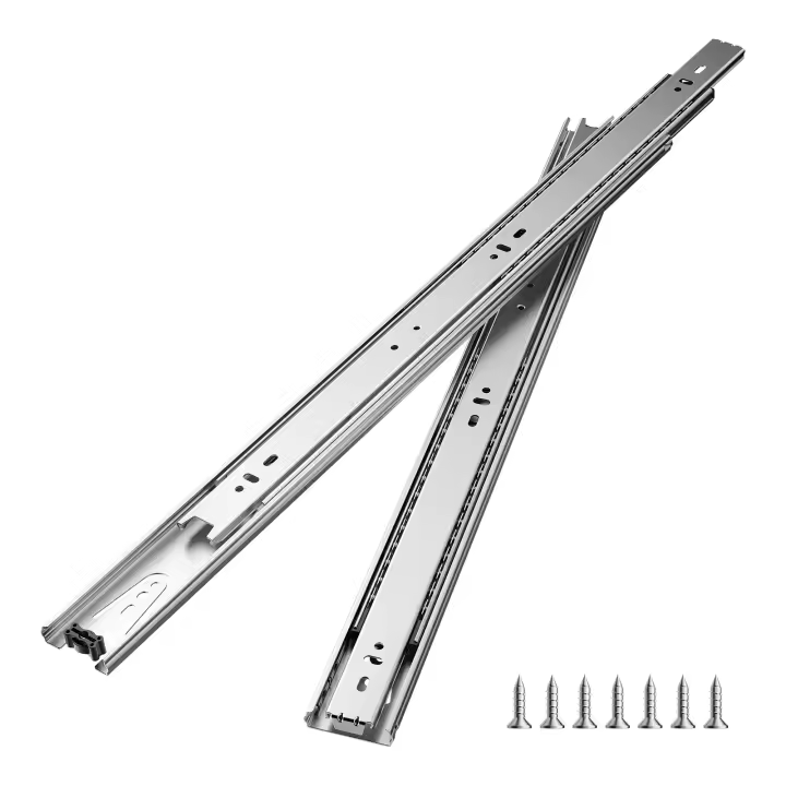 Correderas para cajones de 20 pulgadas, juego de 10 pares, rieles para gabinetes con rodamientos de bolas de extensión completa, capacidad de carga de 100 libras, rieles para cajones de montaje lateral de alta resistencia para proyectos de cocina y mueble - 1