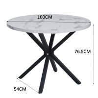EGOONM-mesa de comedor de lujo para el hogar, mueble de imitación con efecto mármol, redondo, Simple, 100CM - details 0