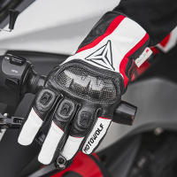 Guantes Térmicos de cuero para motocicleta, equipo de protección de fibra de carbono, a prueba de lluvia, a prueba de viento, pantalla táctil, Invierno - details 5