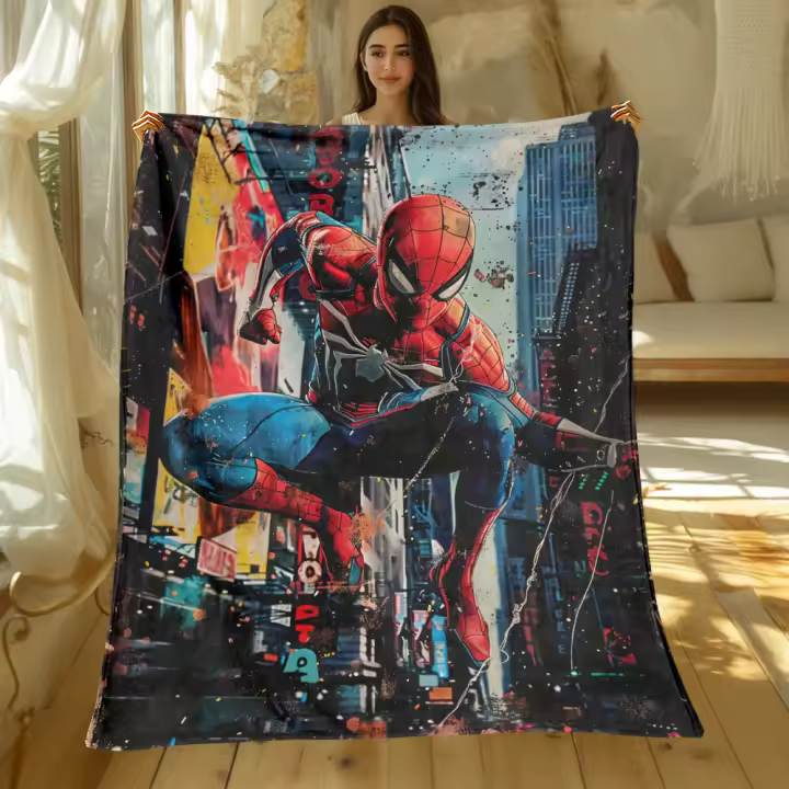 Manta de Franela Impresa HD de Spider Man Delgada, Versátil para Sofá, Cama, Viajes - 1