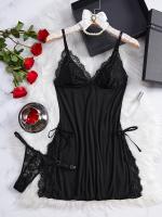 Conjunto de camisón y braguita de diseño encantador con tirantes finos y cuello en V, ropa sexy para mujer - details 7