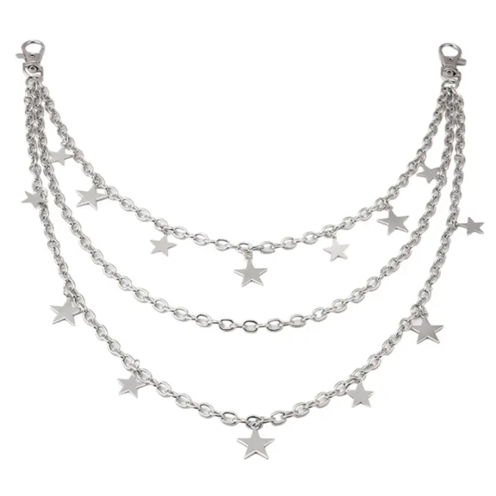 Cadena de cintura con colgante de estrella de metal para mujer, cadena decorativa para pantalones, adornos de cintura informales, regalo de cumpleaños para niña, 1 ud. - 1