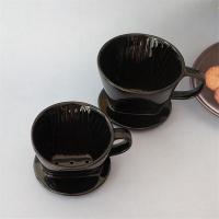 Taza de filtro de café, gotero de café de cerámica negra, soporte de goteo de filtro reutilizable L - details 3