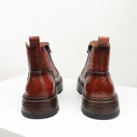 Botas Chelsea botas de cabeza redonda de piel de vaca de primera capa de suela gruesa botas de hombre con cremallera lateral - details 5