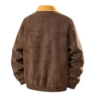 Chaqueta de Cuero para Hombre, Estilo Retro, Forro Polar Sólido, Abrigo Cálido, Nuevo, Cómodo, Informal, con Solapa, Parka de Invierno, Moda Sencilla, Gruesa - details 2