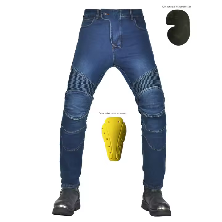 Vaqueros de moto, clásicos de vaquero, estilo retro, todoterreno, cintura alta, rectos, pantalones de ciclismo - 1