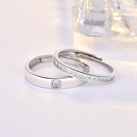 Anillo de pareja de 34 tipos, simple y moderno, par de circonitas de corona para hombres y mujeres, anillo de diamantes de simulación de boda abierto - details 2