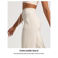 Pantalones de pierna recta sueltos con capa de aire lavados con arena, pantalones de yoga deportivos desnudos de cintura alta modales para mujer - details 10