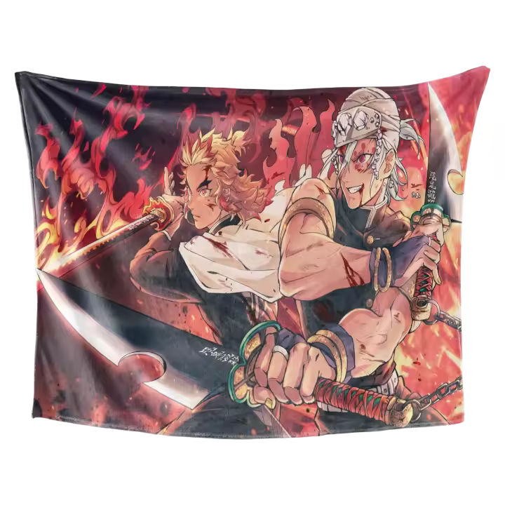 Manta de Franela Ligera y Cálida Ideal para Cama, Sofá y Cojín Diseño de Demonio Asesino Kimetsu - 1