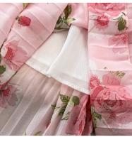 Elegante vestido midi de manga larga con corte en A y falda plisada, cintura ceñida, dobladillo de gasa, estampado floral coreano Sle Commute - details 16