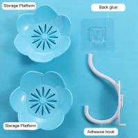 Caja de jabón de plástico con forma de loto, soporte de jabón de doble capa con forma de flor montada en la pared, jabonera antideslizante con drenaje de agua - details 3