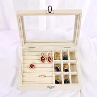 Joyero de terciopelo de 4 colores, organizador de almacenamiento de collares y anillos, organizador de joyas de viaje con tapa de vidrio superior, regalo para mujeres y niñas - details 4