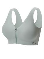 2 piezas Sujetadores Sin Costuras y Cómodos Push-Up para Mujeres - Cierre Frontal con Cremallera, Almohadillas Extraíbles, Mezcla de Nylon y Spandex, Estilo Deportivo, No Transparente - Azul Claro y Beige - details 12