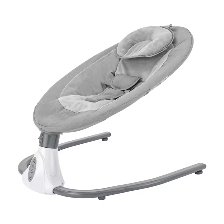 Mecedora automática para bebé, Base en forma de U con música relajante y muñecas extraíbles, color gris, 68x75x71cm - 1