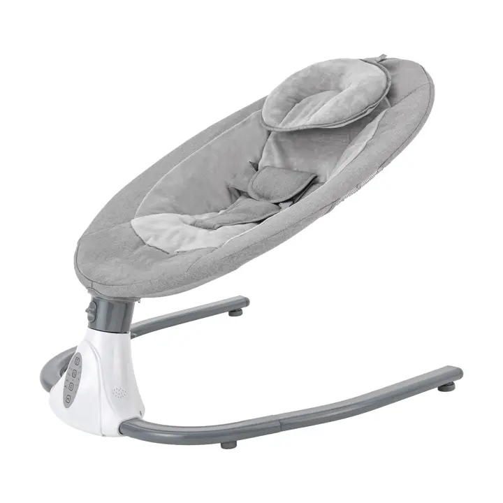 Mecedora automática para bebé, Base en forma de U con música relajante y muñecas extraíbles, color gris, 68x75x71cm - 1