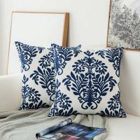 Funda de almohada bordada de algodón azul, cojín de decoración del hogar, bordado geométrico, hilo de ganchillo, sofá, cojín trasero - details 8