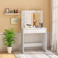 Tocador de Maquillaje Moderno con Luz LED y Espejo Grande Mueble de Dormitorio con 2 Cajones y 3 Compartimentos Abiertos - details 9