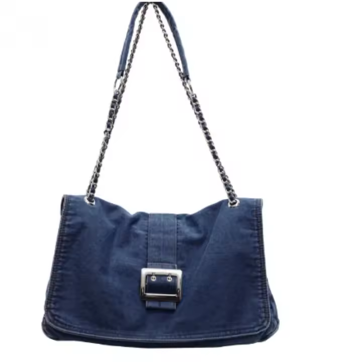 Bolso cruzado vintage para mujer Correa ajustable, bolso de hombro plegable con cierre de snap, ligero azul oscuro Uso casual y festivo - 1