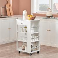 Cocina con 3 Estantes 1 Cajón y 4 Ruedas Carrito de Servir Multiusos 50 x 37 x 86 cm Blanco ES - details 3