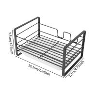 Soporte de esponja grande y resistente, estante de secado de organización eficiente y duradero, cesta de almacenamiento de cocina portátil para el hogar, Blanco/negro - details 0