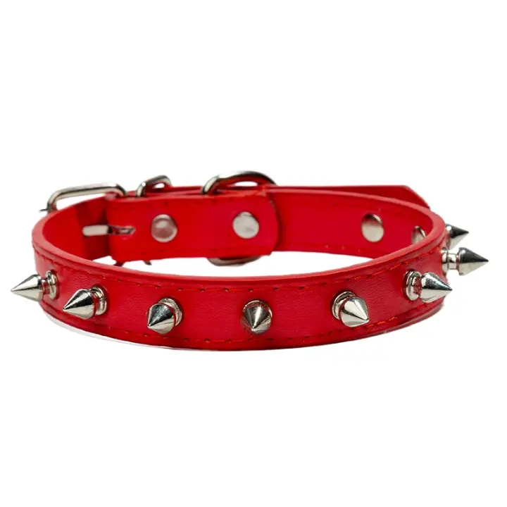 Collares de cuero con tachuelas y pinchos para perros, Pu, para perros pequeños, medianos y grandes, remaches, productos antimordeduras para mascotas, correa para el cuello - 1