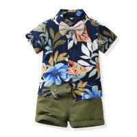 Mangas cortas de verano, camisas de flores, pantalones cortos para niños, conjunto casual de dos piezas, ropa de playa multicolor para bebés y niños - details 30