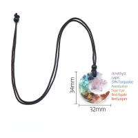 Juego de colgante de cristal Natural de 7 Chakras, Piedra en forma de corazón, grava colorida, energía, resina, luna, estrella, regalos - details 0