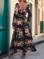 Vestido Largo de Manga Grande con Estampado Cuello en V, Moda Coreana Harajuku para Mujeres - details 5