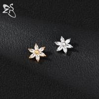 ZS 1 pieza de acero inoxidable, ancla dérmica para hombres y mujeres, lazo con flor, piercing dérmico con cristal CZ, microperforación dérmica que se oculta en la piel. - details 9