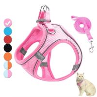Conjunto de correa y arnés ajustable para perro, arnés reflectante transpirable para gato, chaleco a prueba de Escape, cómoda correa para el pecho para perro, para caminar al aire libre - details 1