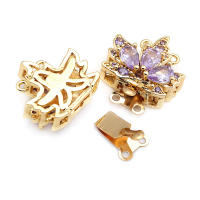 4 juegos de collares de hojas de árbol de latón y circonita de Color dorado de 18K, cierres de conexión, suministros de joyería Diy, accesorios - details 6