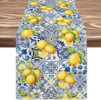 Mantel de Mesa de Lino de Limón de Verano Decoración de Fiesta de Campo de Paja Reutilizable para Boda y Cocina - details 0