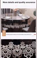 Mantel de Mesa Impermeable Suave y Transparente de PVC con Bordado de Encaje - details 3