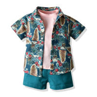Ropa de verano para niños, camisas de manga corta estampadas, camisetas para bebés, conjunto informal de tres piezas, festival del Agua con salpicaduras - details 3