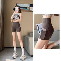 Pantalones cortos de Yoga, mallas para mujer, medio pantalones cortos de ciclismo con bolsillo, pantalones cortos deportivos de cintura alta para motorista, pantalones cortos de gimnasio para mujer, pantalones de Fitness con realce de cadera - details 10